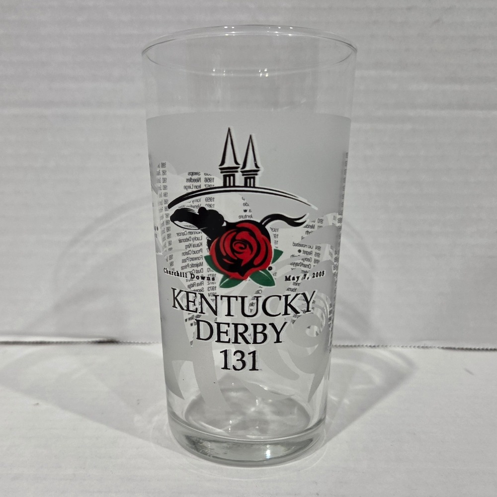 2005 Kentucky Derby 131 Mint Julep Glass Churchill Downs Winners List 5.25 inch